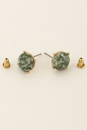 Round Shape Stone Stud Earrings 6CAB8